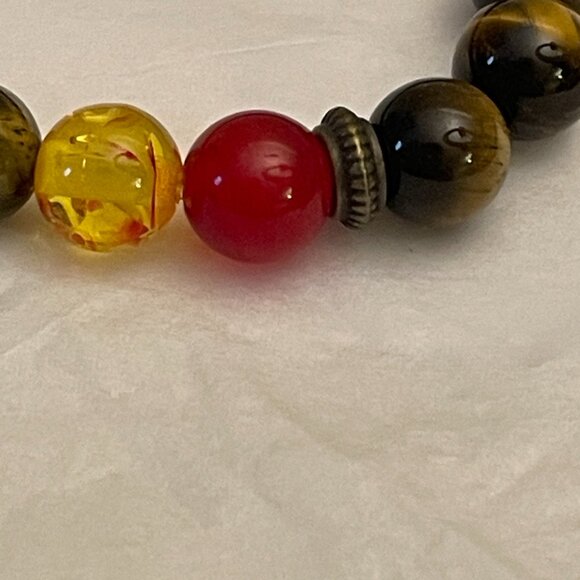 Hamoery Set of 2 Chakra Bracelets Lava Rock & Tiger Eye - Picture 16 of 16